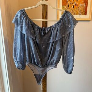 Women's Blue Off-Shoulder Top